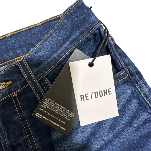 Re/Done Womens Size 27 Deep Faded Blue High Rise Stovepipe Jean Comfort Stretch - Picture 4 of 10